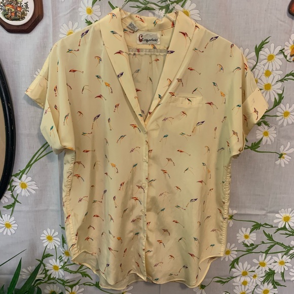 Vintage kite novelty small print button up blouse - Picture 4 of 9